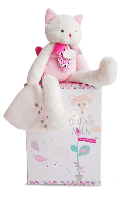  les gommettes soft toy pink white cat cherry 